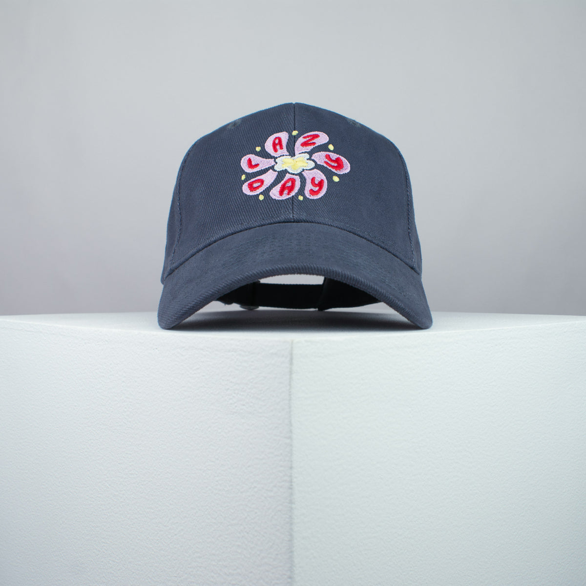 Lazy day embroidered baseball cap grey / yoga / floral / flower / gift for her / embroidery / patch / hat / dad hat / cap / iron on patch / embroidered patch / badge / applique / embroidered / punk patches / trucker hat / snapback / caps / dad hats / baseball hat / mens hat / womens hat / embroidered hat / dad cap / embroidered cap