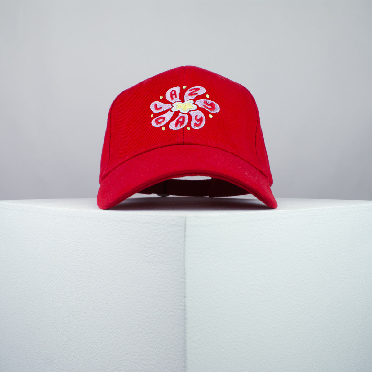 Lazy day embroidered baseball cap red / yoga / floral / flower / gift for her / embroidery / patch / hat / dad hat / cap / iron on patch / embroidered patch / badge / applique / embroidered / punk patches / trucker hat / snapback / caps / dad hats / baseball hat / mens hat / womens hat / embroidered hat / dad cap / embroidered cap