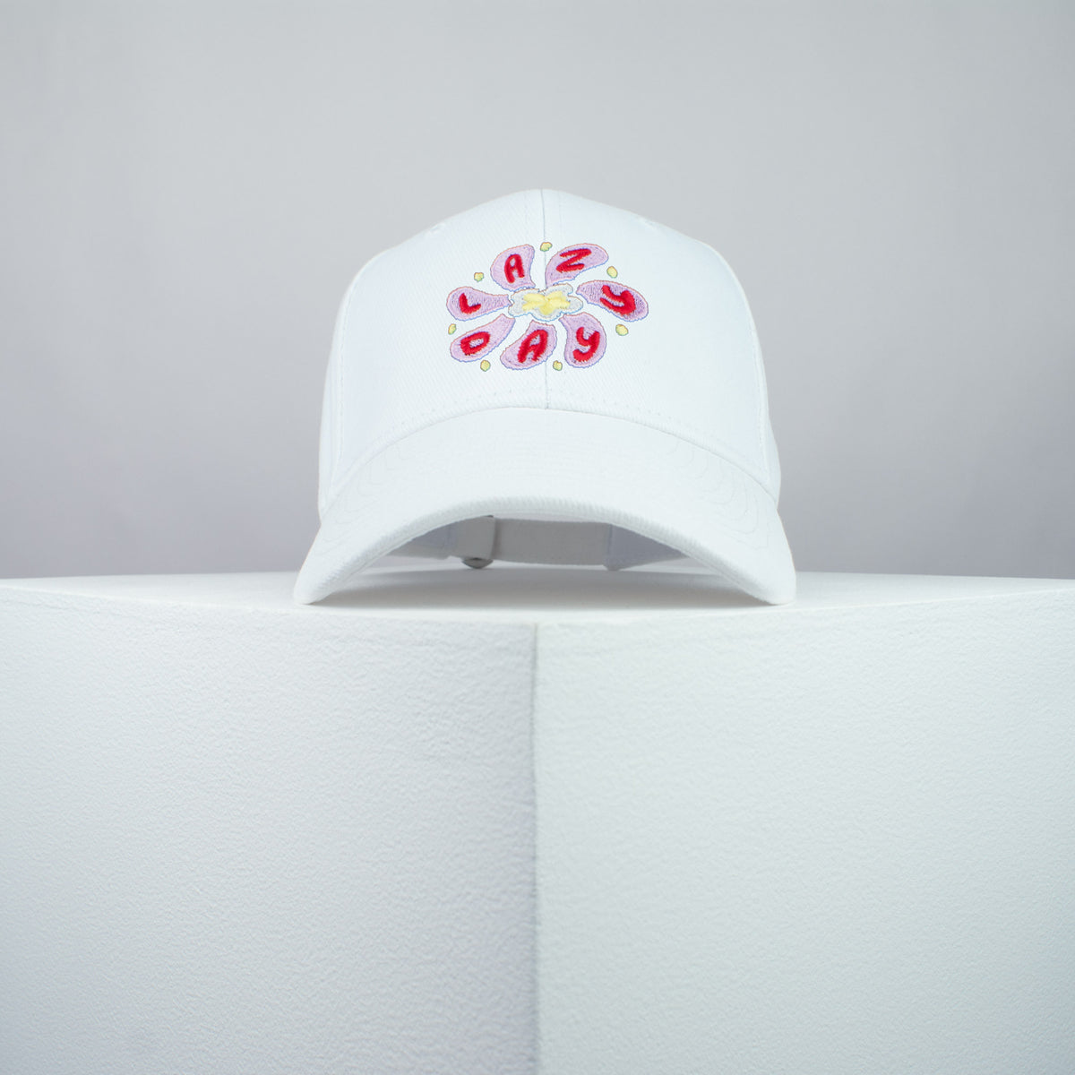 Lazy day embroidered baseball cap white / yoga / floral / flower / gift for her / embroidery / patch / hat / dad hat / cap / iron on patch / embroidered patch / badge / applique / embroidered / punk patches / trucker hat / snapback / caps / dad hats / baseball hat / mens hat / womens hat / embroidered hat / dad cap / embroidered cap