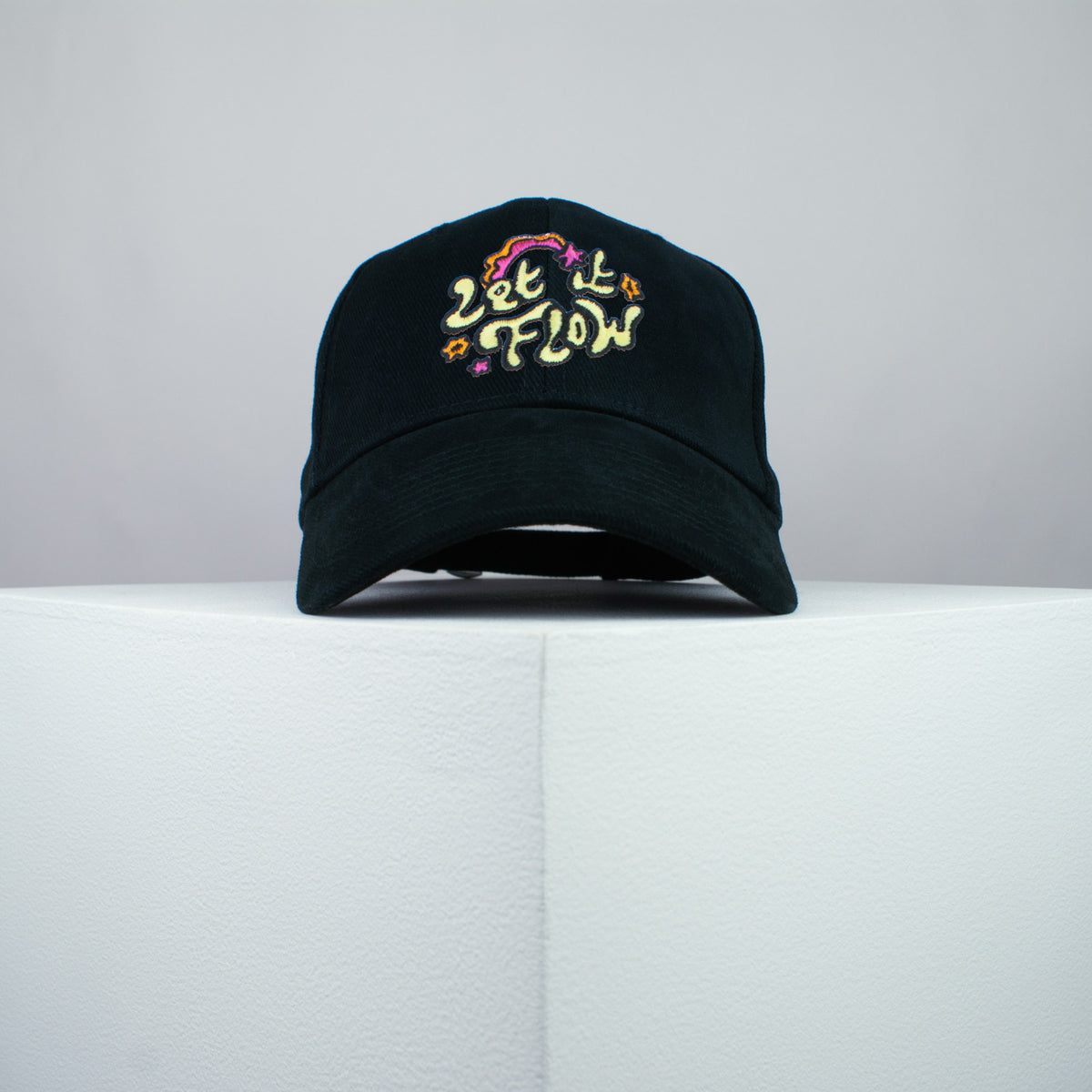 Let it Flow embroidered baseball cap black / happy hippie / boho / bohemian / star / embroidery / patch / hat / dad hat / cap / iron on patch / embroidered patch / badge / applique / embroidered / punk patches / trucker hat / snapback / caps / dad hats / baseball hat / mens hat / womens hat / embroidered hat / dad cap / embroidered cap