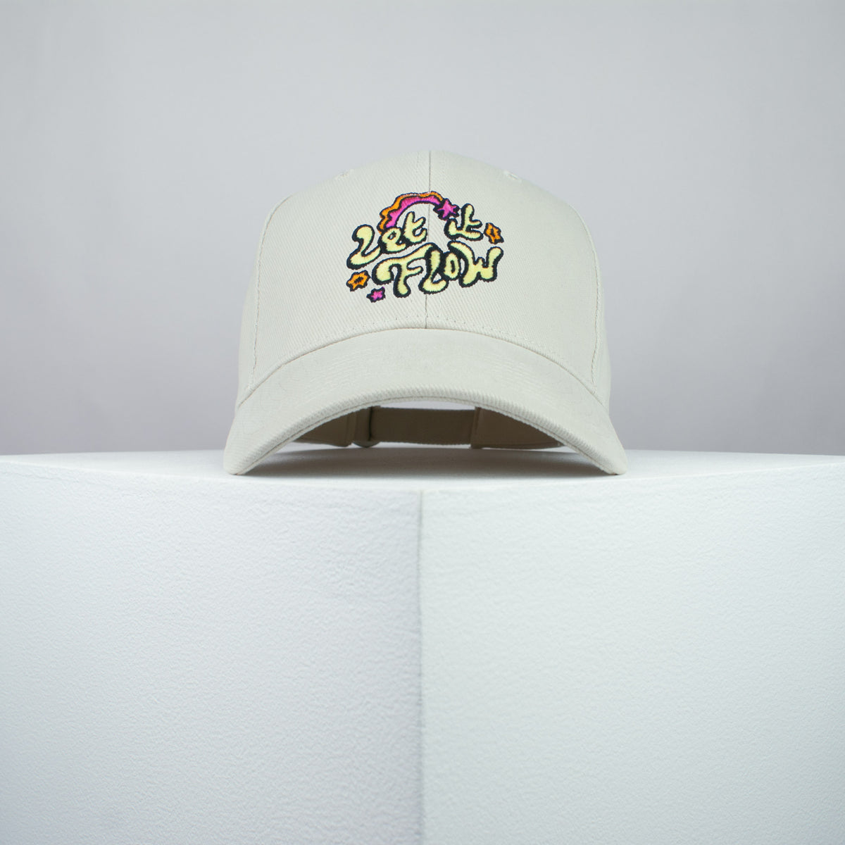 Let it Flow embroidered baseball cap beige / happy hippie / boho / bohemian / star / embroidery / patch / hat / dad hat / cap / iron on patch / embroidered patch / badge / applique / embroidered / punk patches / trucker hat / snapback / caps / dad hats / baseball hat / mens hat / womens hat / embroidered hat / dad cap / embroidered cap