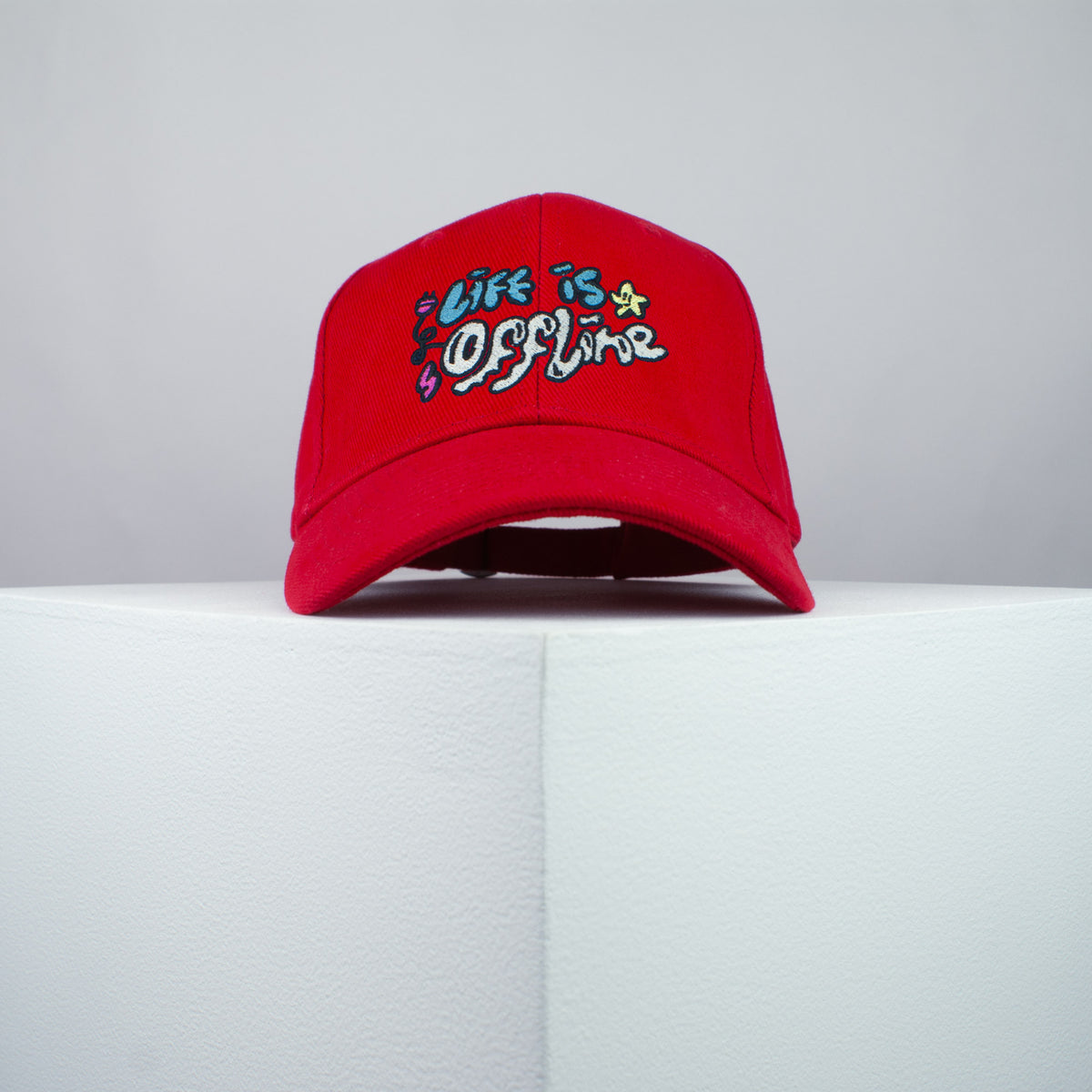 Life is Offline embroidered baseball cap red / happy hippie / boho / bohemian / holiday / embroidery / patch / hat / dad hat / cap / iron on patch / embroidered patch / badge / applique / embroidered / punk patches / trucker hat / snapback / caps / dad hats / baseball hat / mens hat / womens hat / embroidered hat / dad cap / embroidered cap