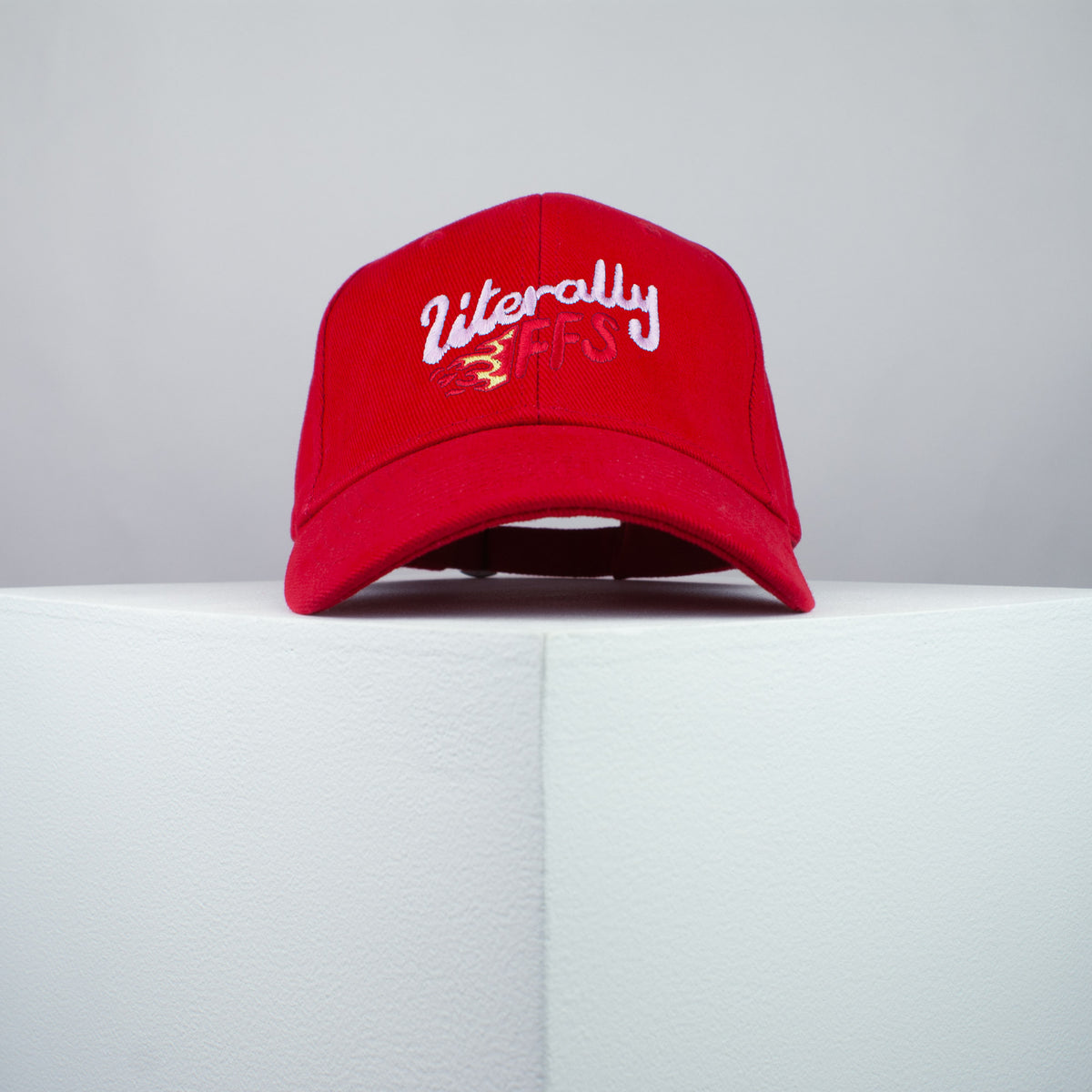 Literally FFS embroidered baseball cap red / yoga / meditation / fire / gift for her / embroidery / patch / hat / dad hat / cap / iron on patch / embroidered patch / badge / applique / embroidered / punk patches / trucker hat / snapback / caps / dad hats / baseball hat / mens hat / womens hat / embroidered hat / dad cap / embroidered cap