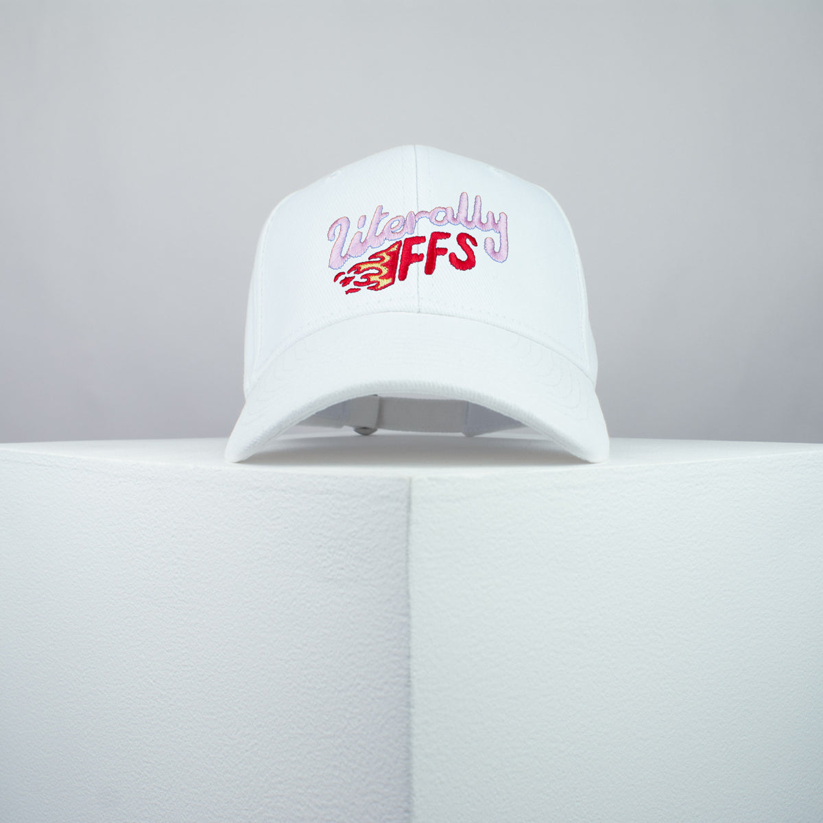 Literally FFS embroidered baseball cap white / yoga / meditation / fire / gift for her / embroidery / patch / hat / dad hat / cap / iron on patch / embroidered patch / badge / applique / embroidered / punk patches / trucker hat / snapback / caps / dad hats / baseball hat / mens hat / womens hat / embroidered hat / dad cap / embroidered cap