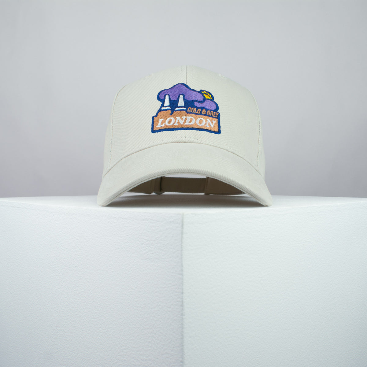 London Cold & Grey embroidered baseball cap beige / retro / vintage / holiday / streetwear / embroidery / patch / dad / hat / cap / clothing // Hatty Hats / iron on patch / dad hat embroidered patch / badge / applique / embroidered / punk patches / trucker hat / snapback / caps / dad hats / baseball hat / mens hat / womens hat / embroidered hat / dad cap / embroidered cap