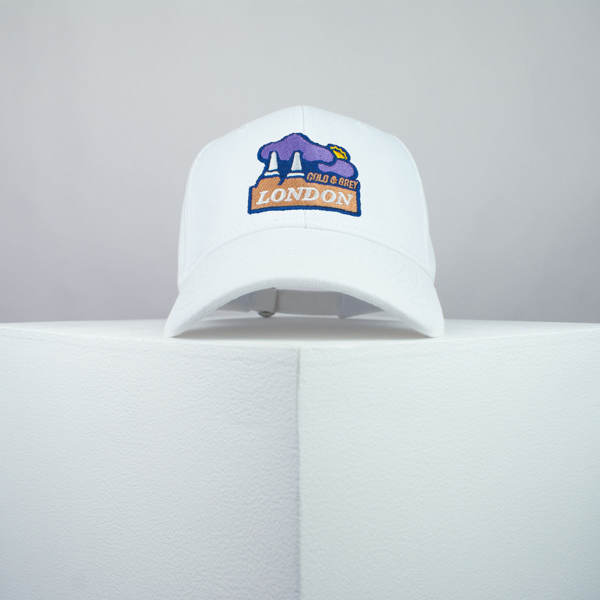 London Cold & Grey embroidered baseball cap white / retro / vintage / holiday / streetwear / embroidery / patch / dad / hat / cap / clothing // Hatty Hats / iron on patch / dad hat embroidered patch / badge / applique / embroidered / punk patches / trucker hat / snapback / caps / dad hats / baseball hat / mens hat / womens hat / embroidered hat / dad cap / embroidered cap