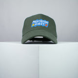 Meditation first embroidered baseball cap olive green / yoga / mental health / spiritual / gift for her / embroidery / patch / hat / dad hat / cap // Hatty Hats / iron on patch / embroidered patch / badge / applique / embroidered / punk patches / trucker hat / snapback / caps / dad hats / baseball hat / mens hat / womens hat / embroidered hat / dad cap / embroidered cap