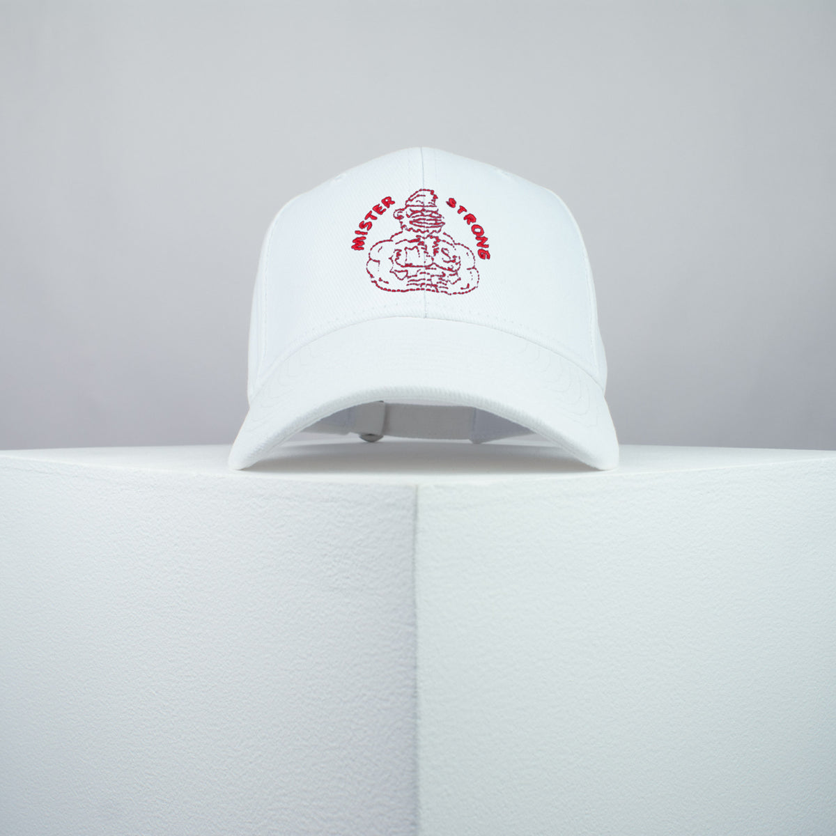 Mister Strong embroidered baseball cap white / gym / muscle / workout / tank / embroidery / patch / hat / dad hat / cap / iron on patch / embroidered patch / badge / applique / embroidered / punk patches / trucker hat / snapback / caps / dad hats / baseball hat / mens hat / womens hat / embroidered hat / dad cap / embroidered cap