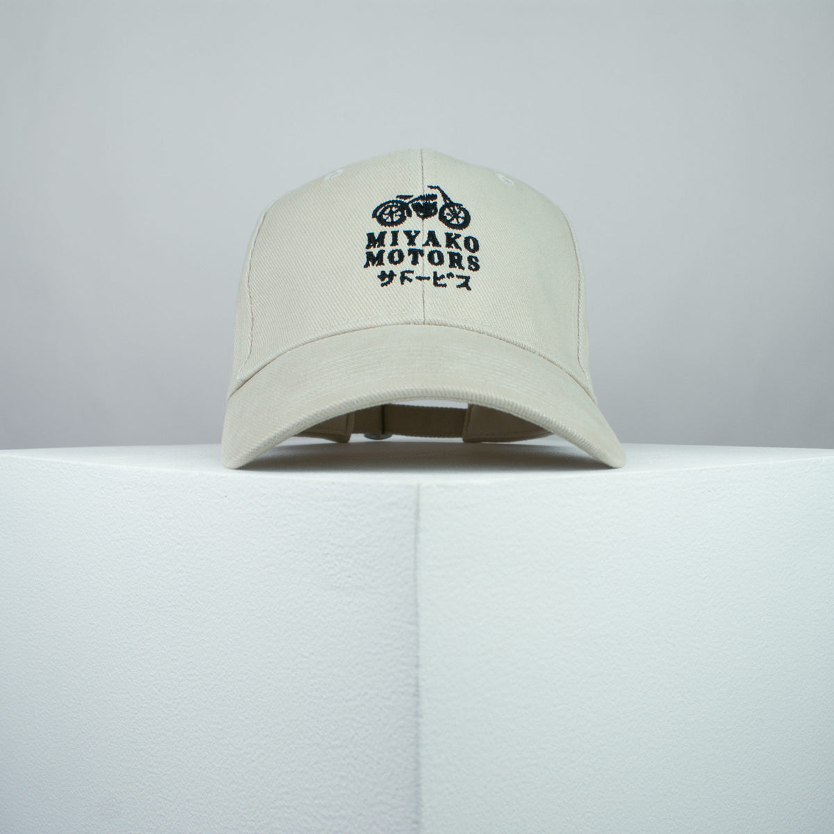 Miyako motors logo embroidered baseball cap beige / bike / japan / japanese / motorcycle / streetwear / embroidery / patch / dad / hat / cap / clothing // Hatty Hats / iron on patch / dad hat embroidered patch / badge / applique / embroidered / punk patches / trucker hat / snapback / caps / dad hats / baseball hat / mens hat / womens hat / embroidered hat / dad cap / embroidered cap
