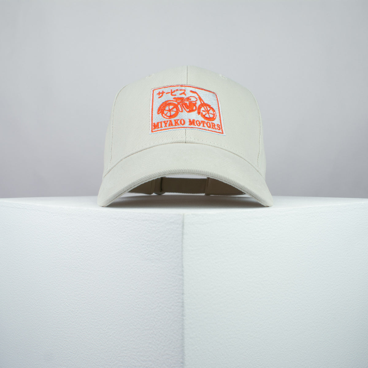Miyako motors sign embroidered baseball cap beige / bike / japan / japanese / motorcycle / streetwear / embroidery / patch / dad / hat / cap / clothing // Hatty Hats / iron on patch / dad hat embroidered patch / badge / applique / embroidered / punk patches / trucker hat / snapback / caps / dad hats / baseball hat / mens hat / womens hat / embroidered hat / dad cap / embroidered cap