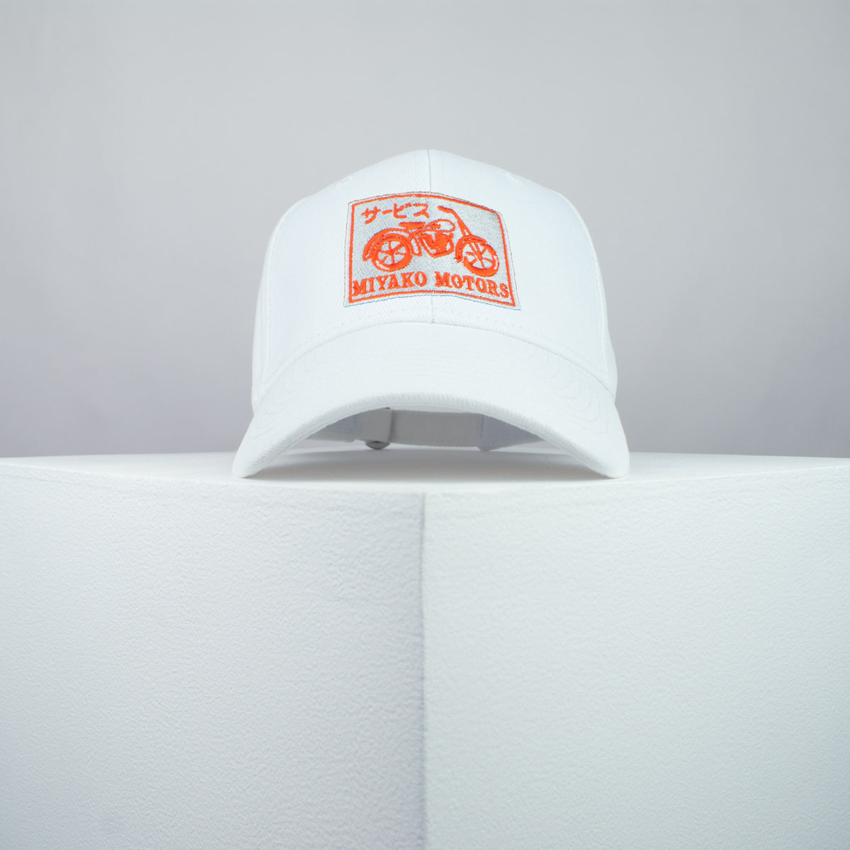 Miyako motors sign embroidered baseball cap white / bike / japan / japanese / motorcycle / streetwear / embroidery / patch / dad / hat / cap / clothing // Hatty Hats / iron on patch / dad hat embroidered patch / badge / applique / embroidered / punk patches / trucker hat / snapback / caps / dad hats / baseball hat / mens hat / womens hat / embroidered hat / dad cap / embroidered cap