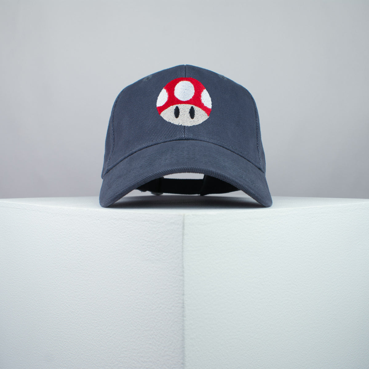 Super Mario Mushroom embroidered baseball cap grey / mario / nintendo / gamer / gaming / embroidery / patch / hat / dad hat / cap / iron on patch / embroidered patch / badge / applique / embroidered / punk patches / trucker hat / snapback / caps / dad hats / baseball hat / mens hat / womens hat / embroidered hat / dad cap / embroidered cap