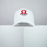 Super Mario Mushroom embroidered baseball cap white / mario / nintendo / gamer / gaming / embroidery / patch / hat / dad hat / cap / iron on patch / embroidered patch / badge / applique / embroidered / punk patches / trucker hat / snapback / caps / dad hats / baseball hat / mens hat / womens hat / embroidered hat / dad cap / embroidered cap