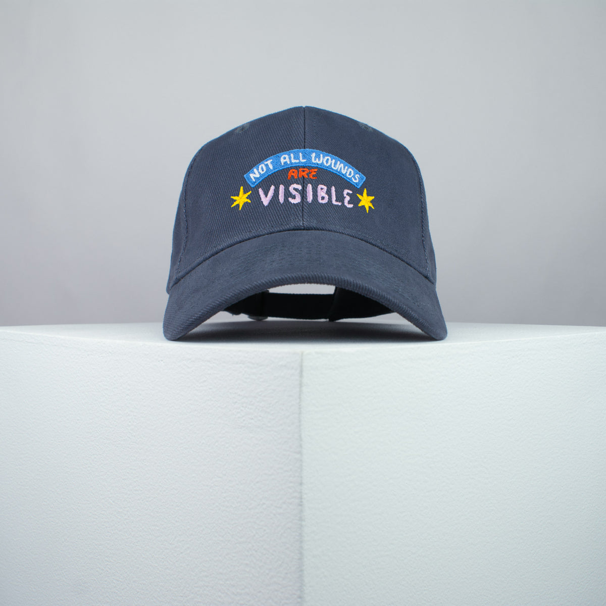 Not all wounds are visible embroidered baseball cap grey / yoga / mental health / self care / gift for her / embroidery / patch / hat / dad hat / cap // Hatty Hats / iron on patch / embroidered patch / badge / applique / embroidered / punk patches / trucker hat / snapback / caps / dad hats / baseball hat / mens hat / womens hat / embroidered hat / dad cap / embroidered cap