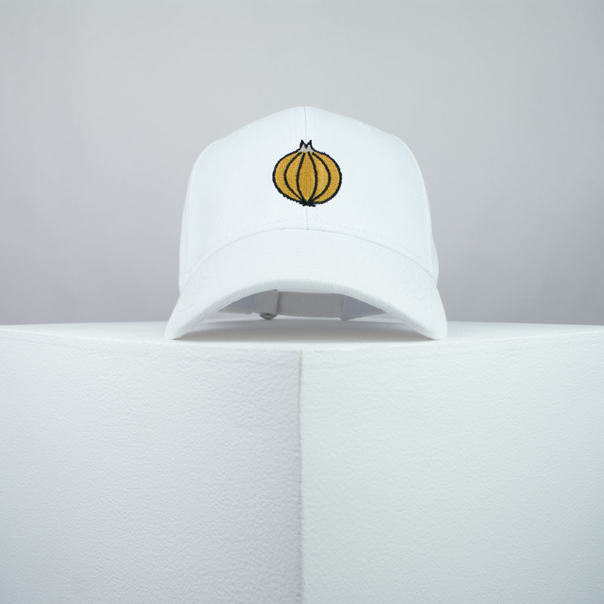 Onion embroidered baseball cap white / vegan / gift / food / embroidery / patch / hat / dad hat / cap / iron on patch / embroidered patch / badge / applique / embroidered / punk patches / trucker hat / snapback / caps / dad hats / baseball hat / mens hat / womens hat / embroidered hat / dad cap / embroidered cap