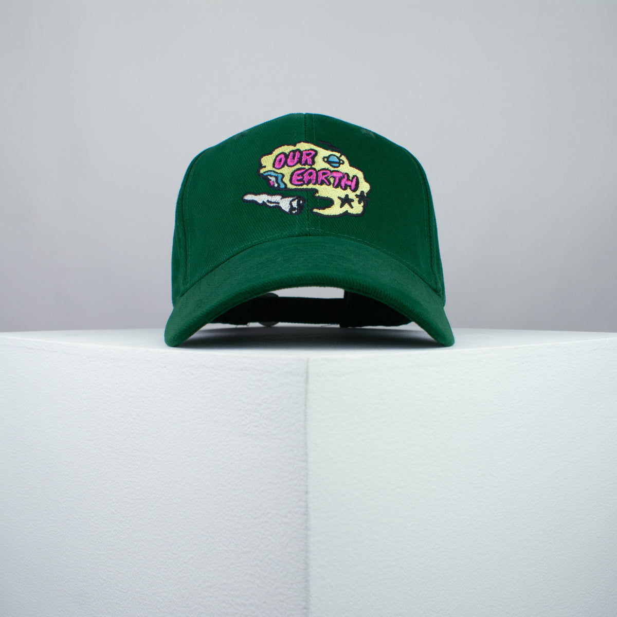 Our Earth embroidered baseball cap green / happy hippie / boho / bohemian / eco friendly / embroidery / patch / hat / dad hat / cap / iron on patch / embroidered patch / badge / applique / embroidered / punk patches / trucker hat / snapback / caps / dad hats / baseball hat / mens hat / womens hat / embroidered hat / dad cap / embroidered cap