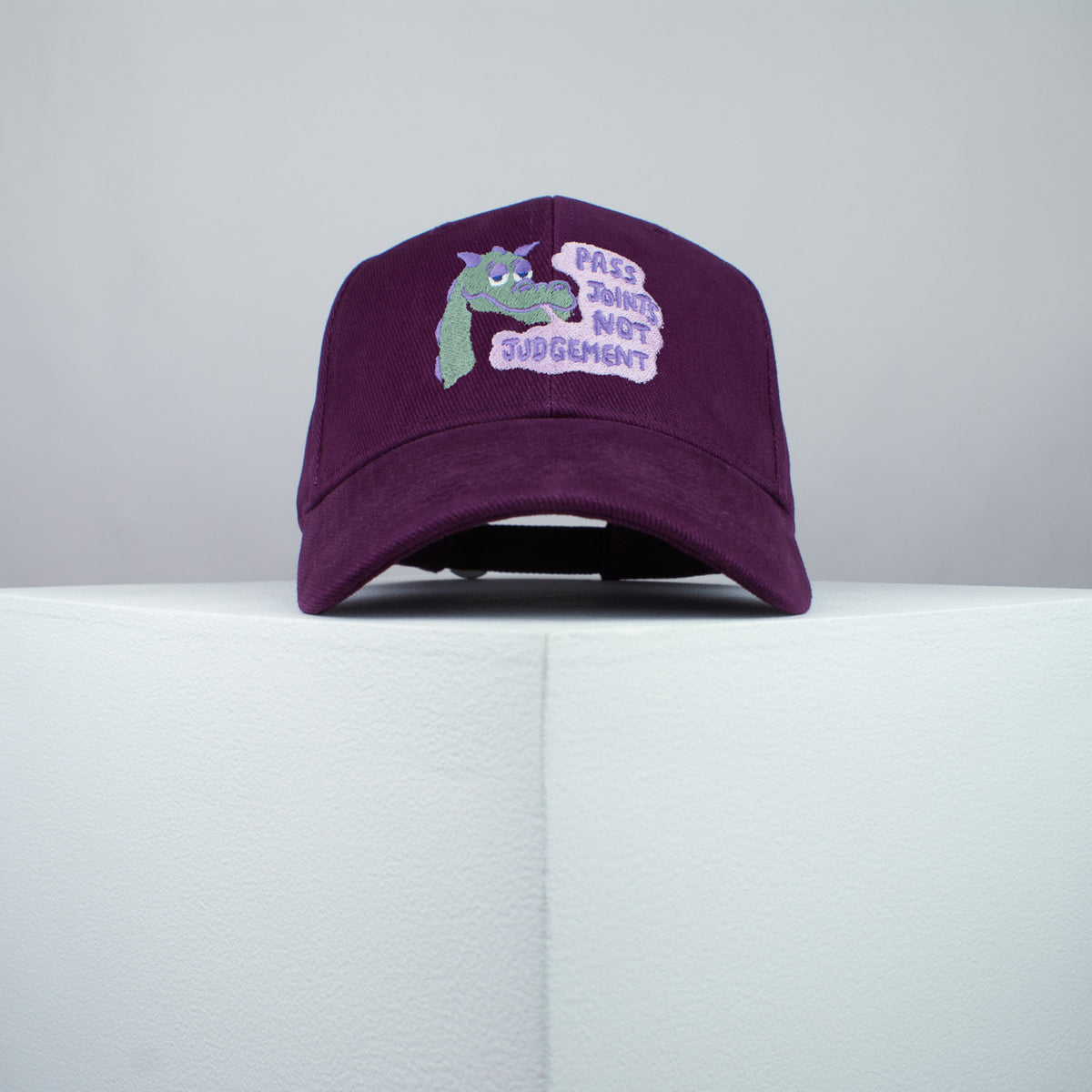 Pass joints not judgement embroidered baseball cap burgundy / weed / marijuana / cannabis / hemp / dragon / embroidery / patch / dad / hat / cap / clothing // Hatty Hats / iron on patch / dad hat embroidered patch / badge / applique / embroidered / punk patches / trucker hat / snapback / caps / dad hats / baseball hat / mens hat / womens hat / embroidered hat / dad cap / embroidered cap