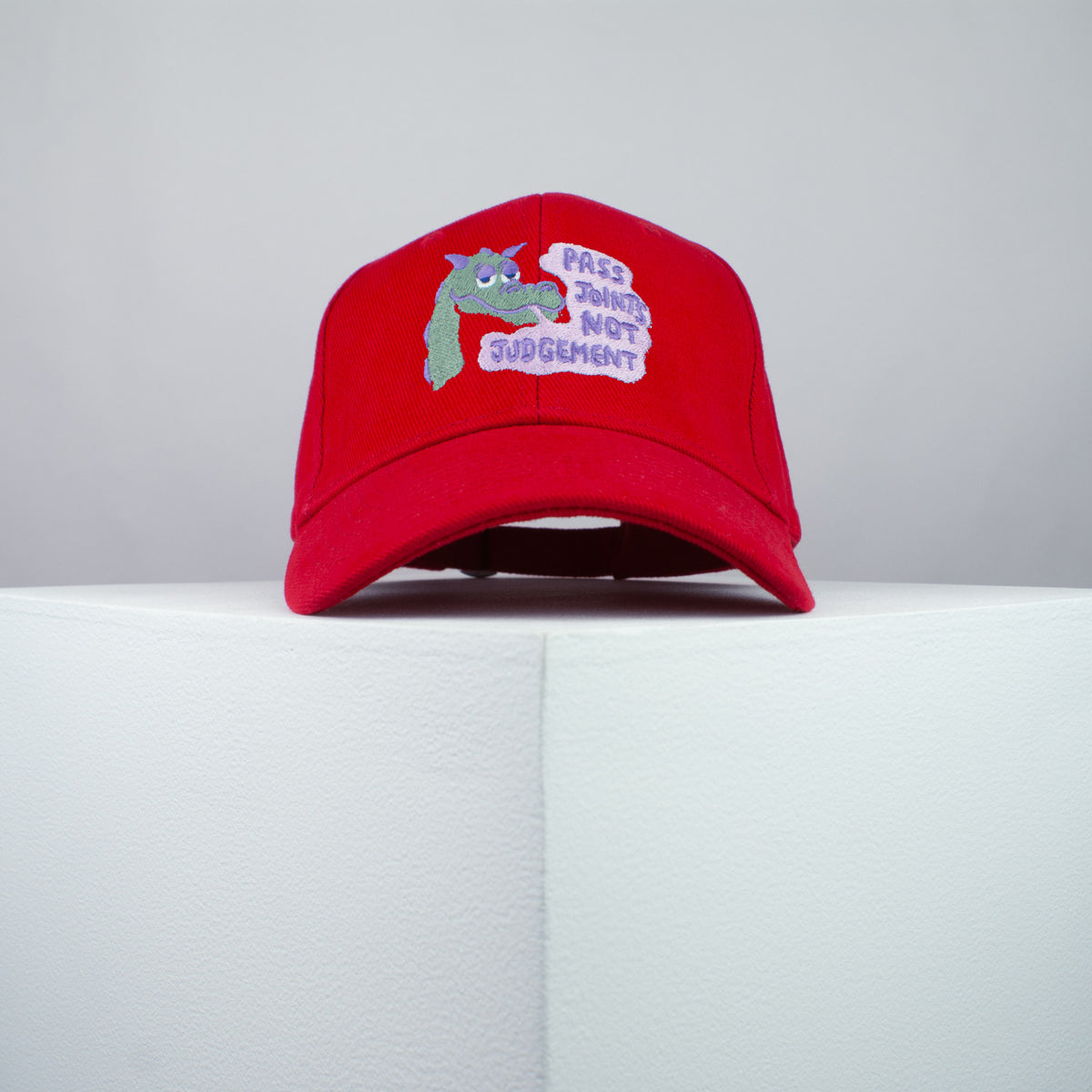 Pass joints not judgement embroidered baseball cap red / weed / marijuana / cannabis / hemp / dragon / embroidery / patch / dad / hat / cap / clothing // Hatty Hats / iron on patch / dad hat embroidered patch / badge / applique / embroidered / punk patches / trucker hat / snapback / caps / dad hats / baseball hat / mens hat / womens hat / embroidered hat / dad cap / embroidered cap