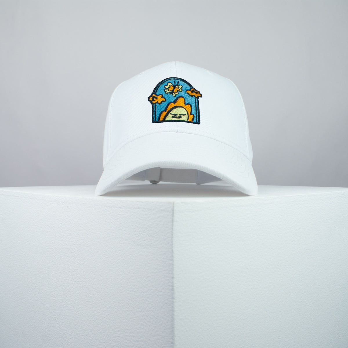 Peeking Butterfly embroidered baseball cap white / happy hippie / boho / bohemian / dragonfly / embroidery / patch / hat / dad hat / cap / iron on patch / embroidered patch / badge / applique / embroidered / punk patches / trucker hat / snapback / caps / dad hats / baseball hat / mens hat / womens hat / embroidered hat / dad cap / embroidered cap