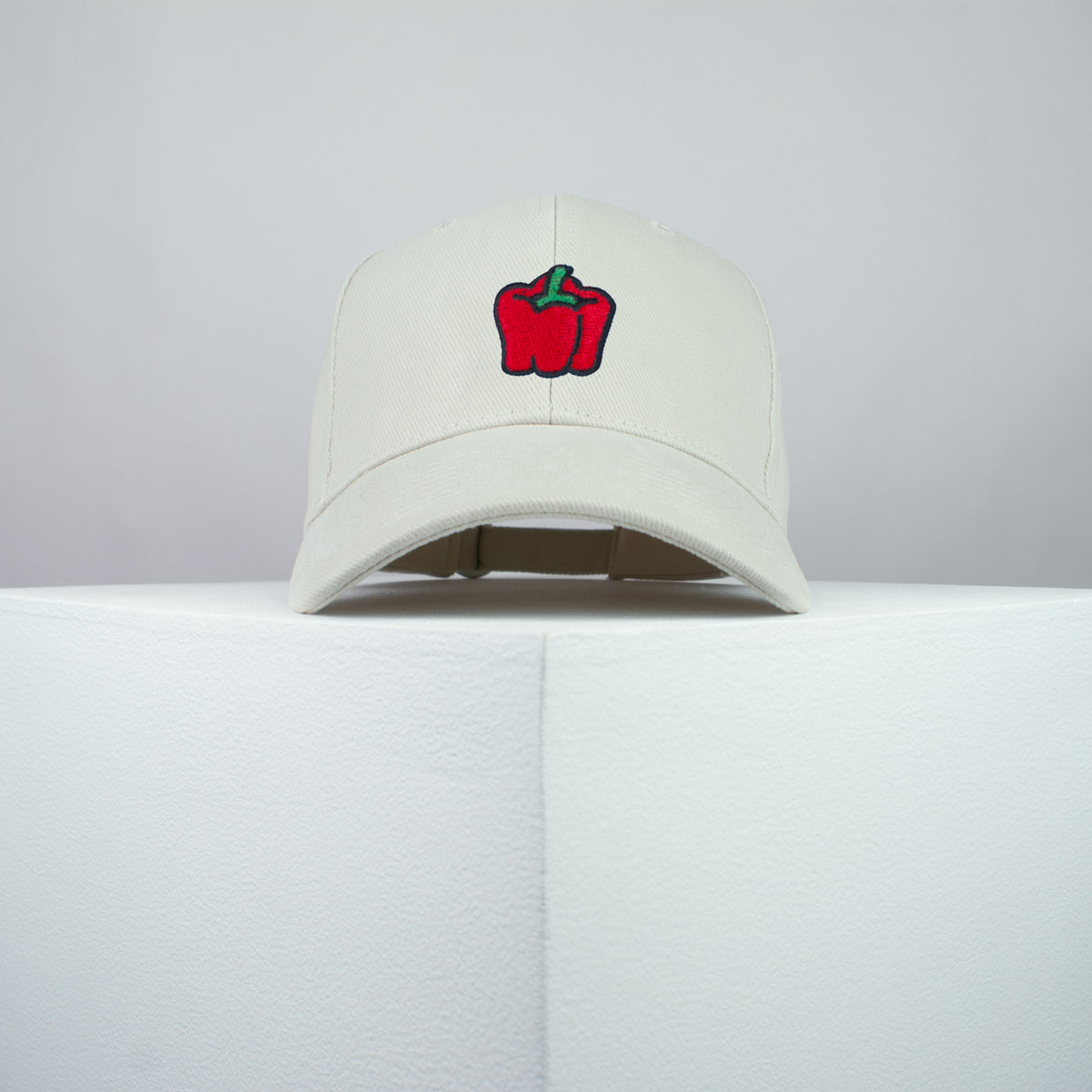 Pepper embroidered baseball cap beige / vegan / gift / food / embroidery / patch / hat / dad hat / cap / iron on patch / embroidered patch / badge / applique / embroidered / punk patches / trucker hat / snapback / caps / dad hats / baseball hat / mens hat / womens hat / embroidered hat / dad cap / embroidered cap