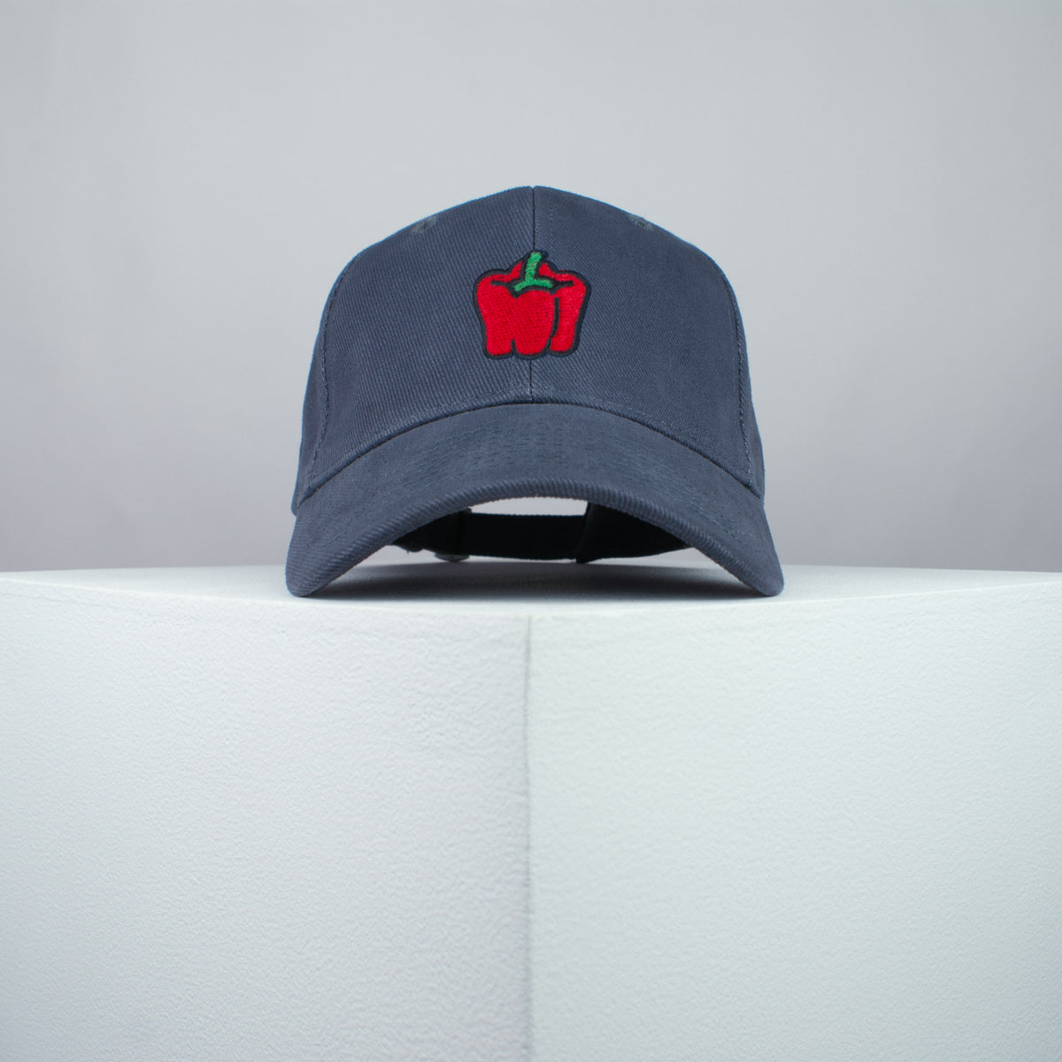 Pepper embroidered baseball cap grey / vegan / gift / food / embroidery / patch / hat / dad hat / cap / iron on patch / embroidered patch / badge / applique / embroidered / punk patches / trucker hat / snapback / caps / dad hats / baseball hat / mens hat / womens hat / embroidered hat / dad cap / embroidered cap