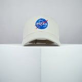 space pizza embroidered baseball cap beige / brand twisters / space / food / moon / embroidery / patch / dad / hat / cap / clothing // Hatty Hats / iron on patch / dad hat embroidered patch / badge / applique / embroidered / punk patches / trucker hat / snapback / caps / dad hats / baseball hat / mens hat / womens hat / embroidered hat / dad cap / embroidered cap