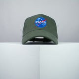 space pizza embroidered baseball cap olive green / brand twisters / space / food / moon / embroidery / patch / dad / hat / cap / clothing // Hatty Hats / iron on patch / dad hat embroidered patch / badge / applique / embroidered / punk patches / trucker hat / snapback / caps / dad hats / baseball hat / mens hat / womens hat / embroidered hat / dad cap / embroidered cap