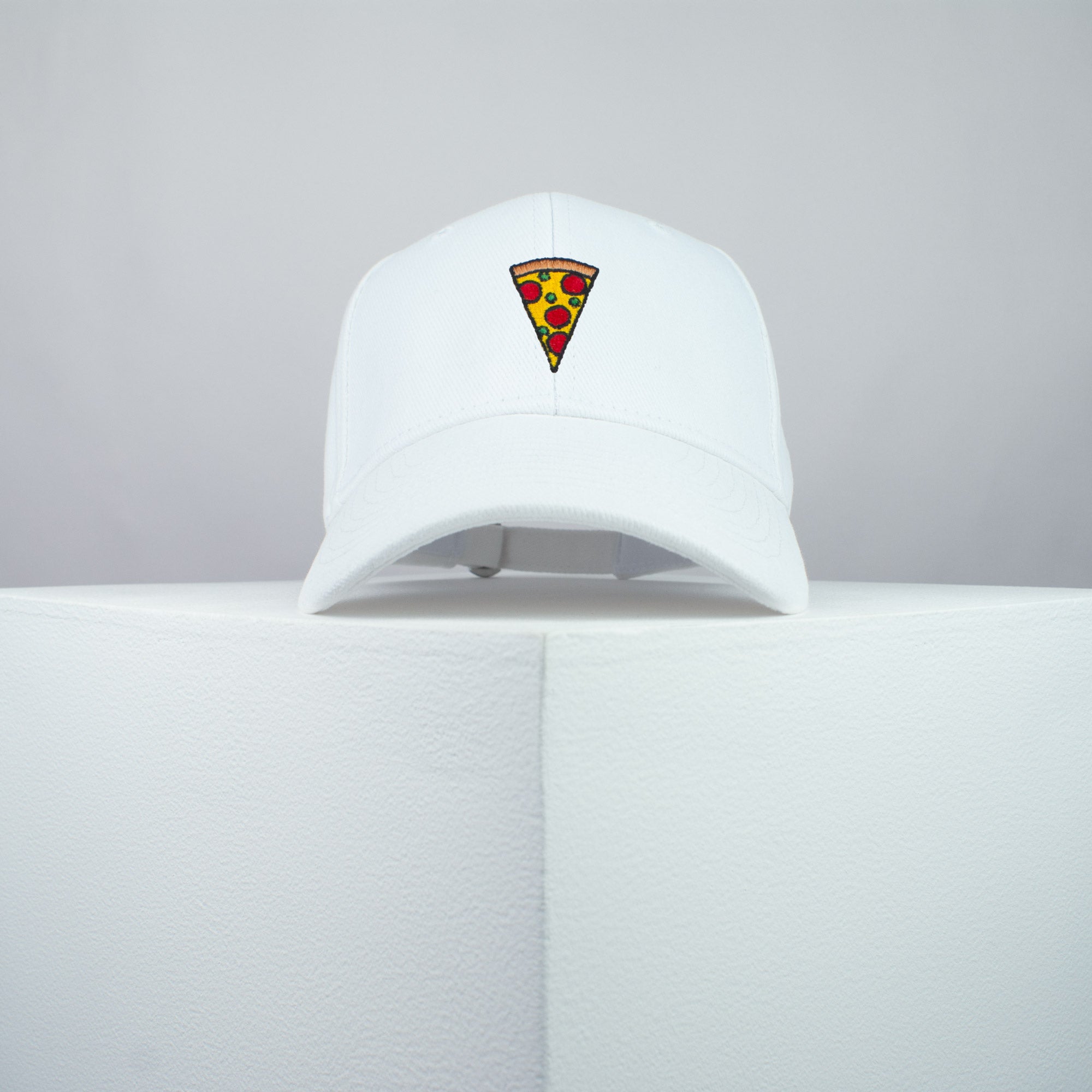 Pizza Slice Embroidered Dad Hat - Adjustable Cotton Baseball Cap, Navy Blue - View #4