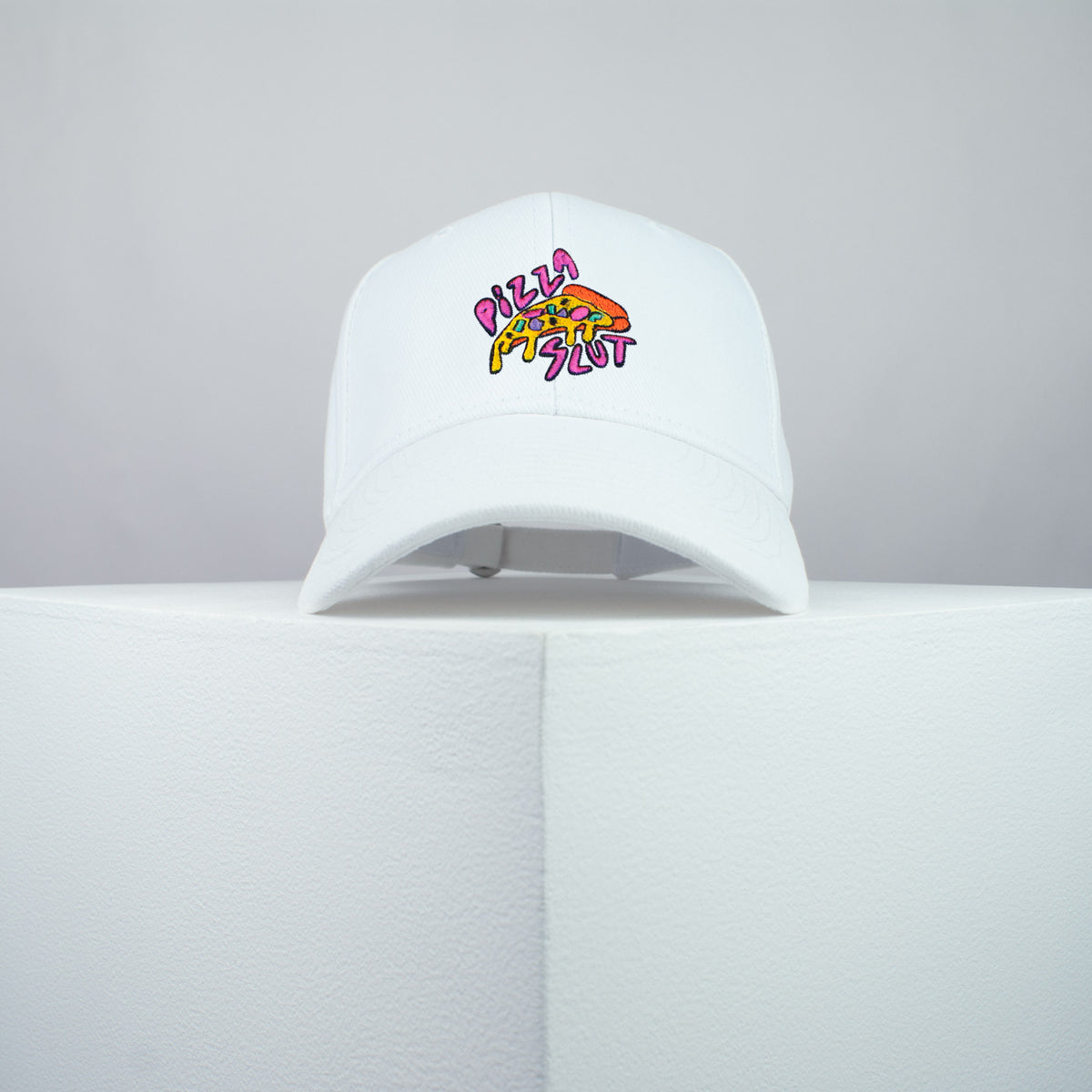 Pizza slut embroidered baseball cap white / 90s / retro / vintage / rainbow / embroidery / patch / hat / dad hat / cap / iron on patch / embroidered patch / badge / applique / embroidered / punk patches / trucker hat / snapback / caps / dad hats / baseball hat / mens hat / womens hat / embroidered hat / dad cap / embroidered cap