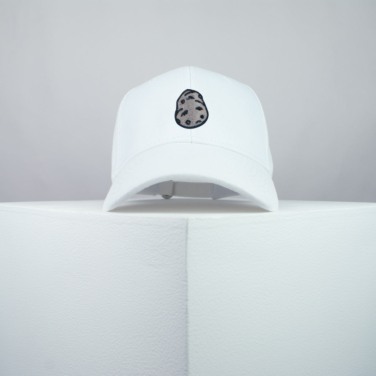 Potato embroidered baseball cap white / vegan / gift / food / embroidery / patch / hat / dad hat / cap / iron on patch / embroidered patch / badge / applique / embroidered / punk patches / trucker hat / snapback / caps / dad hats / baseball hat / mens hat / womens hat / embroidered hat / dad cap / embroidered cap