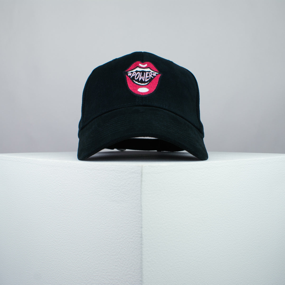 Power lips embroidered baseball cap black / girl power / feminist / feminism / gift for her / embroidery / patch / hat / dad hat / cap / iron on patch / embroidered patch / badge / applique / embroidered / punk patches / trucker hat / snapback / caps / dad hats / baseball hat / mens hat / womens hat / embroidered hat / dad cap / embroidered cap
