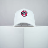 Power lips embroidered baseball cap white / girl power / feminist / feminism / gift for her / embroidery / patch / hat / dad hat / cap / iron on patch / embroidered patch / badge / applique / embroidered / punk patches / trucker hat / snapback / caps / dad hats / baseball hat / mens hat / womens hat / embroidered hat / dad cap / embroidered cap