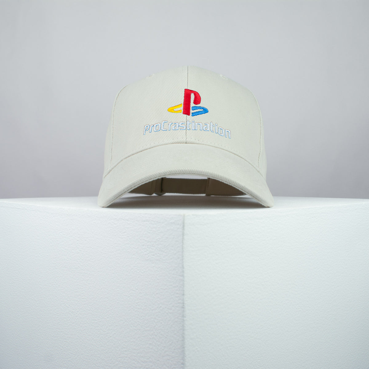 ProCrastination / PlayStation embroidered baseball cap beige / brand twisters / gaming / gamer / game / embroidery / patch / dad / hat / cap / clothing // Hatty Hats / iron on patch / dad hat embroidered patch / badge / applique / embroidered / punk patches / trucker hat / snapback / caps / dad hats / baseball hat / mens hat / womens hat / embroidered hat / dad cap / embroidered cap