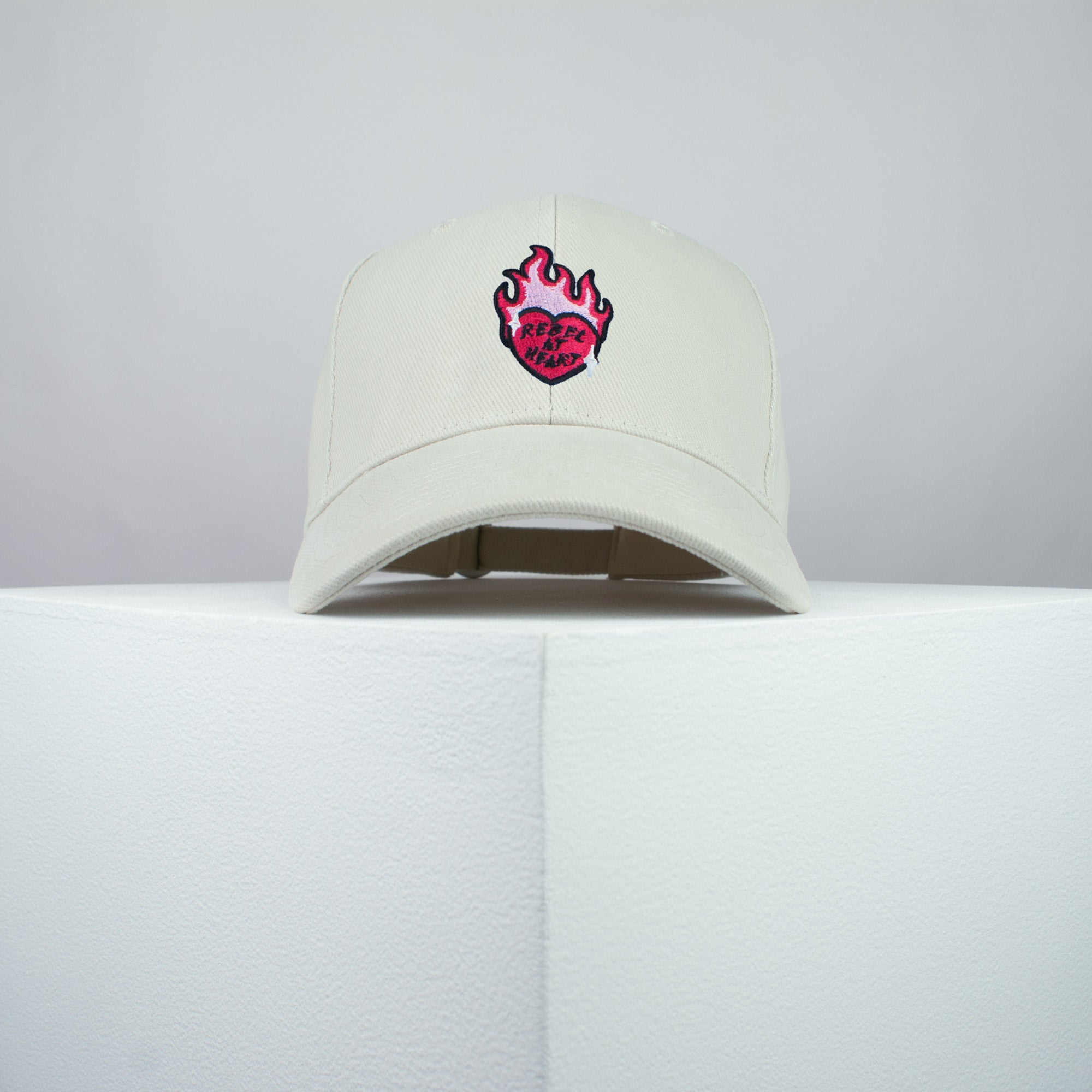 Rebel at heart embroidered baseball cap beige / girl power / feminist / feminism / gift for her / embroidery / patch / hat / dad hat / cap / iron on patch / embroidered patch / badge / applique / embroidered / punk patches / trucker hat / snapback / caps / dad hats / baseball hat / mens hat / womens hat / embroidered hat / dad cap / embroidered cap