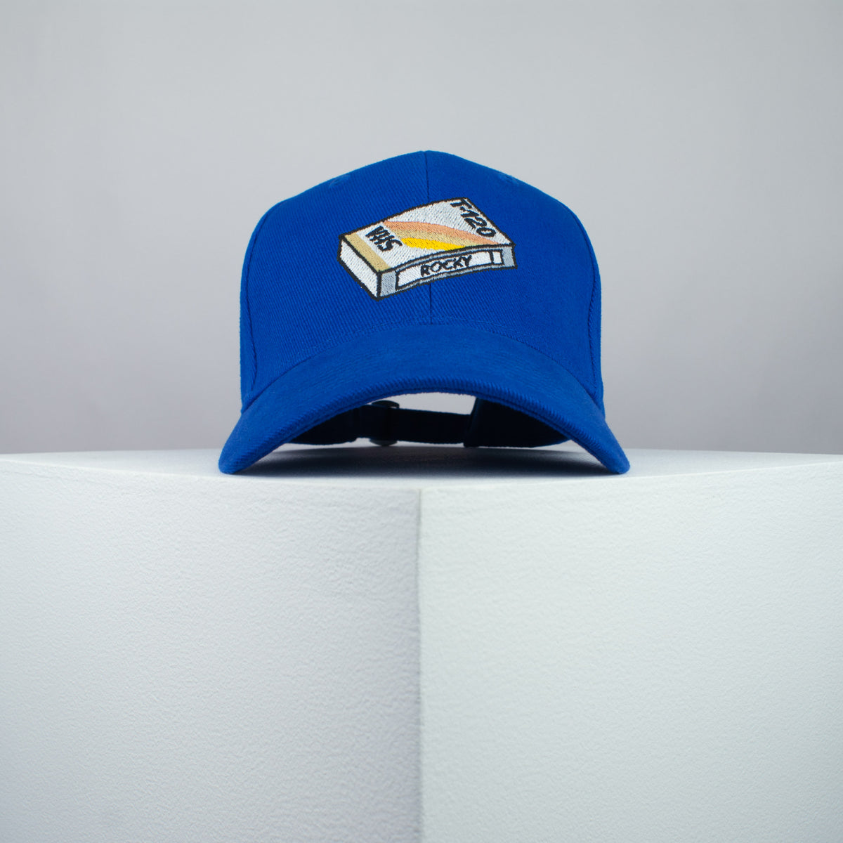 Rocky movie embroidered baseball cap blue / retro VHS / 80s / boxing / vintage / rocky balboa / embroidery / patch / dad / hat / cap / clothing // Hatty Hats / iron on patch / dad hat embroidered patch / badge / applique / embroidered / punk patches / trucker hat / snapback / caps / dad hats / baseball hat / mens hat / womens hat / embroidered hat / dad cap / embroidered cap