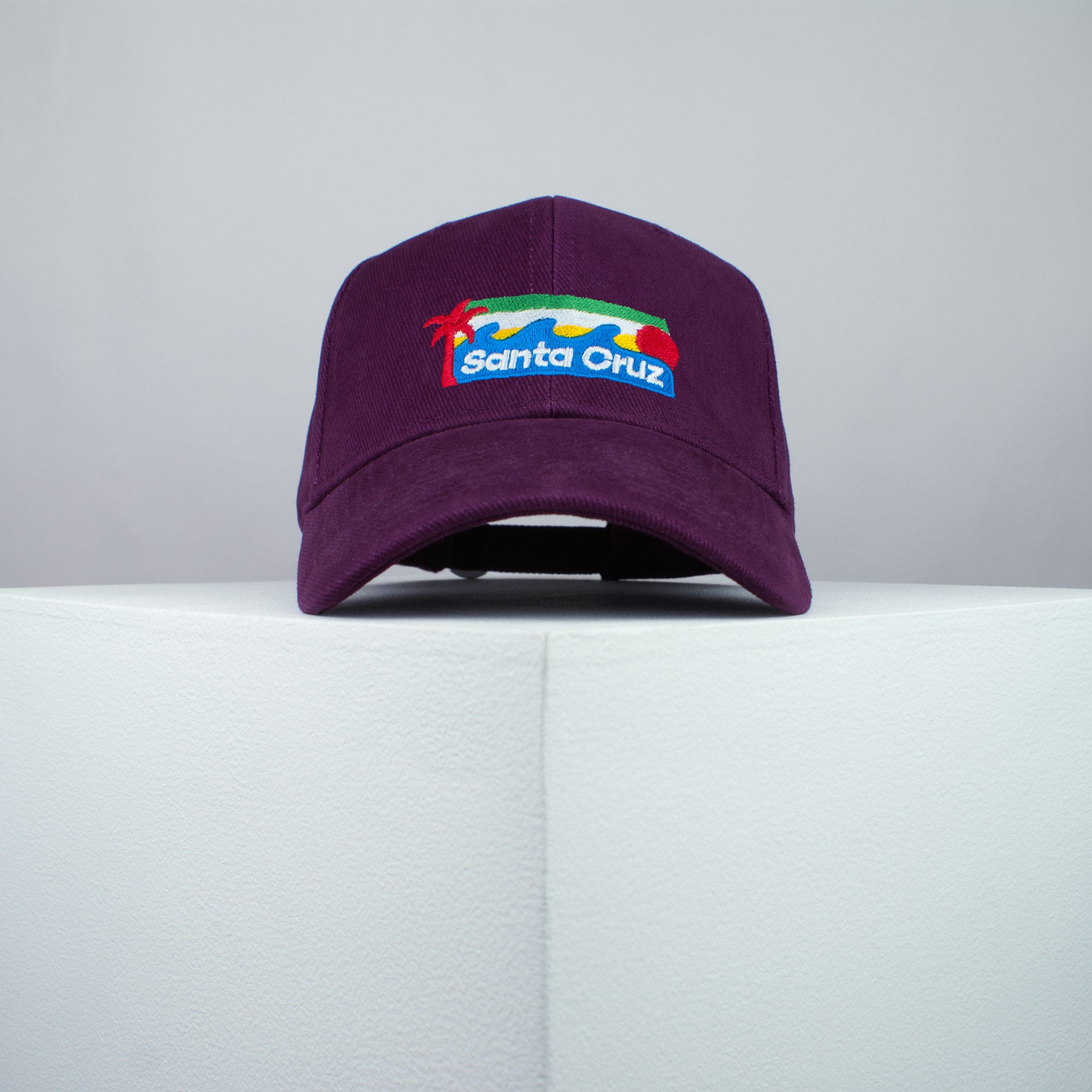 Santa Cruz embroidered baseball cap burgundy / California / retro / vintage / beach / tree / embroidery / patch / dad / hat / cap / clothing // Hatty Hats / iron on patch / dad hat embroidered patch / badge / applique / embroidered / punk patches / trucker hat / snapback / caps / dad hats / baseball hat / mens hat / womens hat / embroidered hat / dad cap / embroidered cap