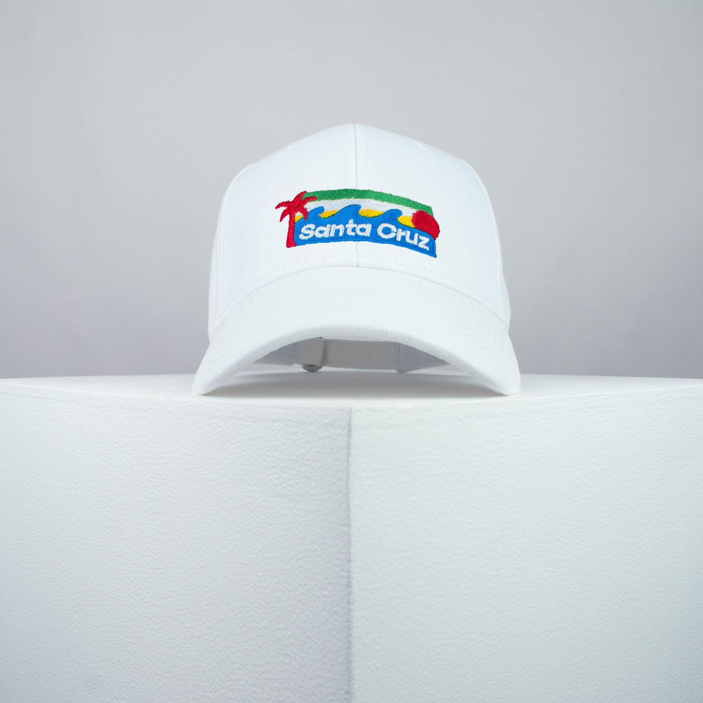 Santa Cruz embroidered baseball cap white / California / retro / vintage / beach / tree / embroidery / patch / dad / hat / cap / clothing // Hatty Hats / iron on patch / dad hat embroidered patch / badge / applique / embroidered / punk patches / trucker hat / snapback / caps / dad hats / baseball hat / mens hat / womens hat / embroidered hat / dad cap / embroidered cap