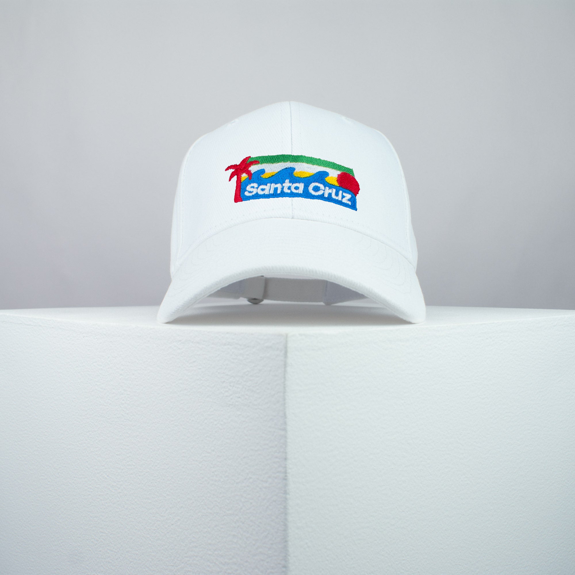 Santa Cruz embroidered baseball cap white / California / retro / vintage / beach / tree / embroidery / patch / dad / hat / cap / clothing // Hatty Hats / iron on patch / dad hat embroidered patch / badge / applique / embroidered / punk patches / trucker hat / snapback / caps / dad hats / baseball hat / mens hat / womens hat / embroidered hat / dad cap / embroidered cap