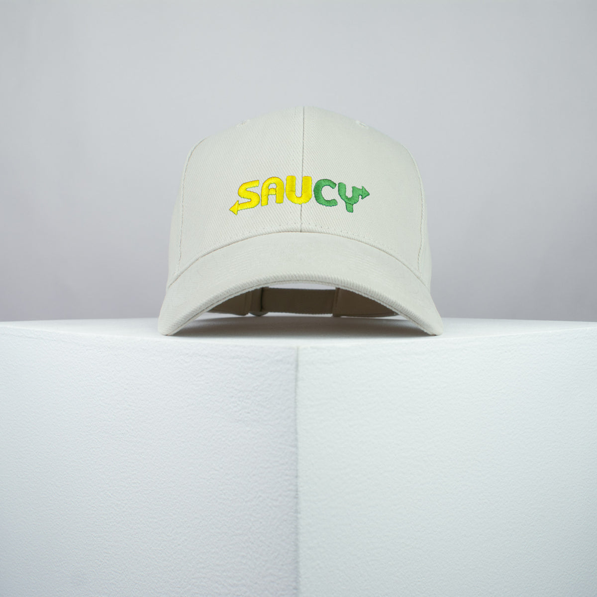 Saucy / Subway embroidered baseball cap beige / Subway / brand twisters / food / sticker / embroidery / patch / dad / hat / cap / clothing // Hatty Hats / iron on patch / dad hat embroidered patch / badge / applique / embroidered / punk patches / trucker hat / snapback / caps / dad hats / baseball hat / mens hat / womens hat / embroidered hat / dad cap / embroidered cap