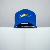 Saucy / Subway embroidered baseball cap blue / Subway / brand twisters / food / sticker / embroidery / patch / dad / hat / cap / clothing // Hatty Hats / iron on patch / dad hat embroidered patch / badge / applique / embroidered / punk patches / trucker hat / snapback / caps / dad hats / baseball hat / mens hat / womens hat / embroidered hat / dad cap / embroidered cap