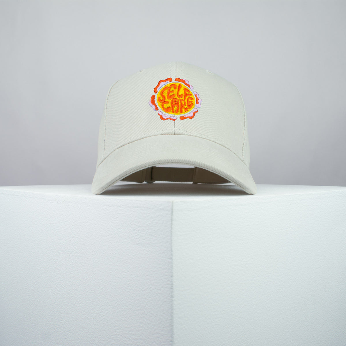 Self care embroidered baseball cap beige / yoga / mental health / care package / gift for her / embroidery / patch / hat / dad hat / cap // Hatty Hats / iron on patch / embroidered patch / badge / applique / embroidered / punk patches / trucker hat / snapback / caps / dad hats / baseball hat / mens hat / womens hat / embroidered hat / dad cap / embroidered cap