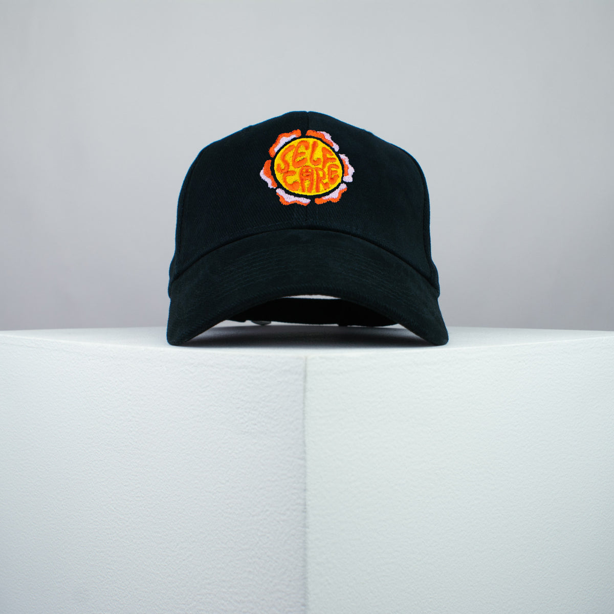 Self care embroidered baseball cap black / yoga / mental health / care package / gift for her / embroidery / patch / hat / dad hat / cap // Hatty Hats / iron on patch / embroidered patch / badge / applique / embroidered / punk patches / trucker hat / snapback / caps / dad hats / baseball hat / mens hat / womens hat / embroidered hat / dad cap / embroidered cap