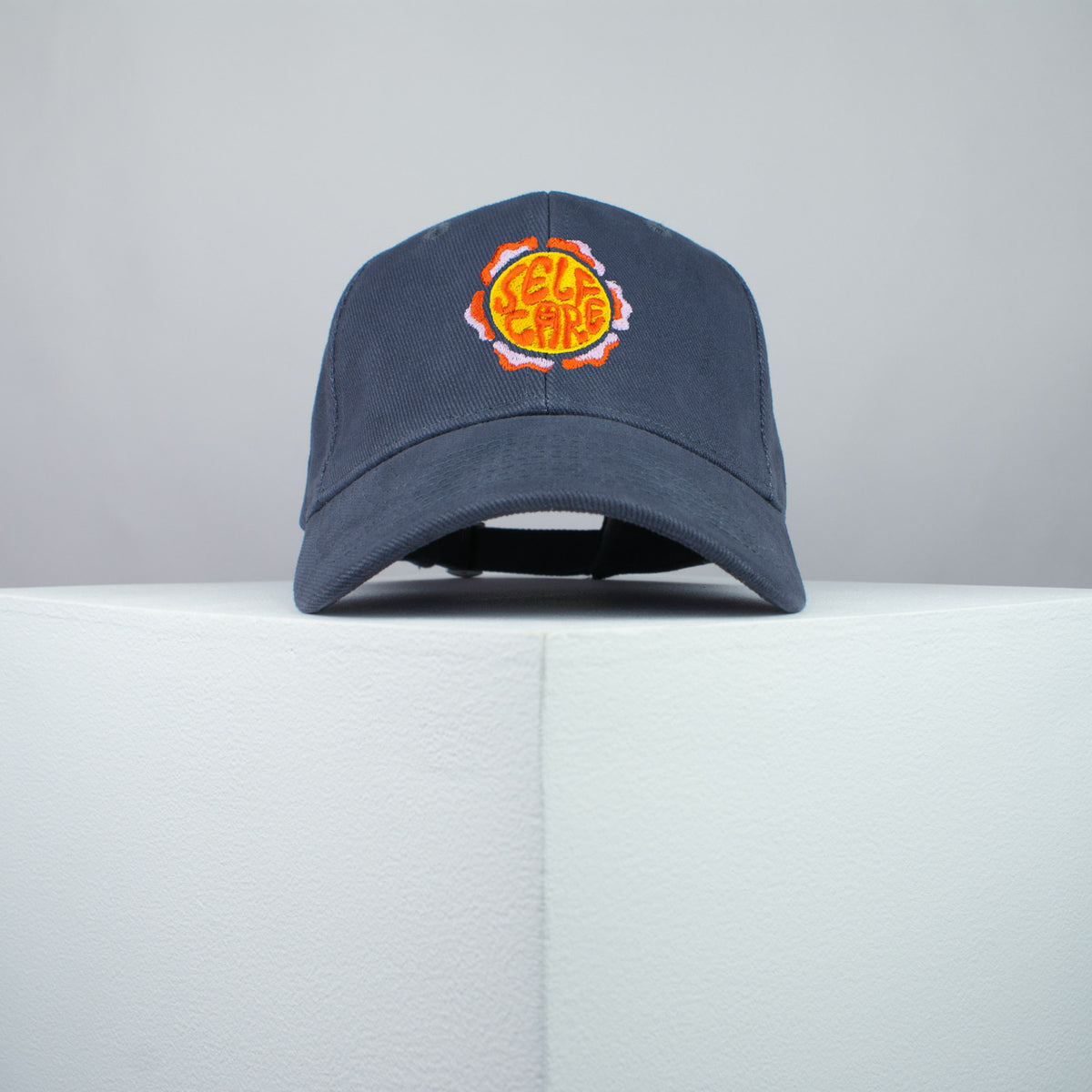 Self care embroidered baseball cap grey / yoga / mental health / care package / gift for her / embroidery / patch / hat / dad hat / cap // Hatty Hats / iron on patch / embroidered patch / badge / applique / embroidered / punk patches / trucker hat / snapback / caps / dad hats / baseball hat / mens hat / womens hat / embroidered hat / dad cap / embroidered cap