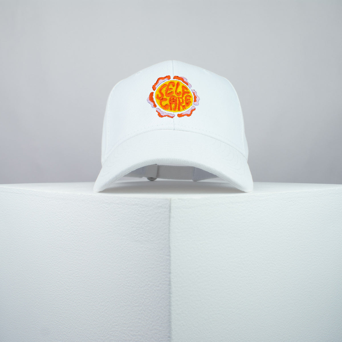Self care embroidered baseball cap white / yoga / mental health / care package / gift for her / embroidery / patch / hat / dad hat / cap // Hatty Hats / iron on patch / embroidered patch / badge / applique / embroidered / punk patches / trucker hat / snapback / caps / dad hats / baseball hat / mens hat / womens hat / embroidered hat / dad cap / embroidered cap
