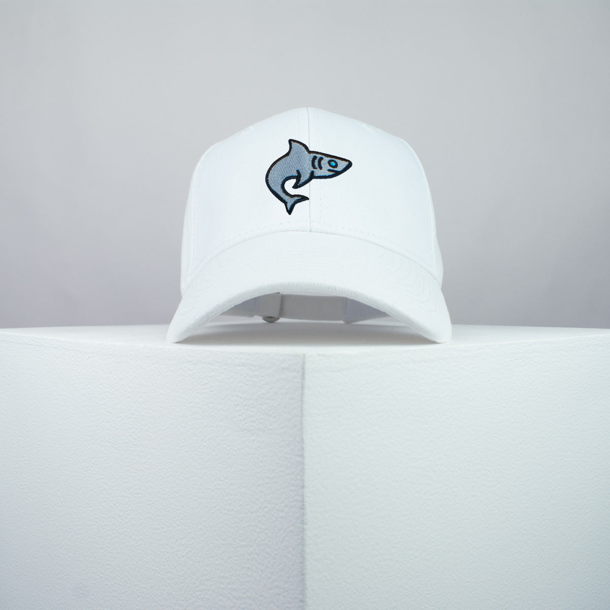 Shark embroidered baseball cap white / ocean / baby / animal / sharks / embroidery / patch / hat / dad hat / cap / iron on patch / embroidered patch / badge / applique / embroidered / punk patches / trucker hat / snapback / caps / dad hats / baseball hat / mens hat / womens hat / embroidered hat / dad cap / embroidered cap