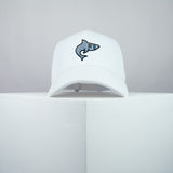 Shark embroidered baseball cap white / ocean / baby / animal / sharks / embroidery / patch / hat / dad hat / cap / iron on patch / embroidered patch / badge / applique / embroidered / punk patches / trucker hat / snapback / caps / dad hats / baseball hat / mens hat / womens hat / embroidered hat / dad cap / embroidered cap