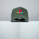Sony Playstation One embroidered baseball cap olive green / gamer / gaming / PS1 retro video games / embroidery / patch / hat / dad hat / cap / iron on patch / embroidered patch / badge / applique / embroidered / punk patches / trucker hat / snapback / caps / dad hats / baseball hat / mens hat / womens hat / embroidered hat / dad cap / embroidered cap