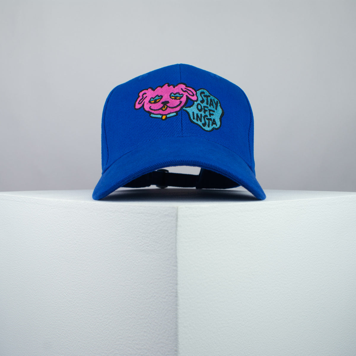 Stay off Insta embroidered baseball cap blue / happy hippie / boho / bohemian / instagram / dog / embroidery / patch / hat / dad hat / cap / iron on patch / embroidered patch / badge / applique / embroidered / punk patches / trucker hat / snapback / caps / dad hats / baseball hat / mens hat / womens hat / embroidered hat / dad cap / embroidered cap