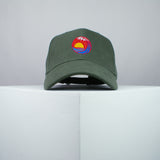Sunset wave embroidered baseball cap olive green / japanese / gift / ocean / embroidery / patch / hat / dad hat / cap / iron on patch / embroidered patch / badge / applique / embroidered / punk patches / trucker hat / snapback / caps / dad hats / baseball hat / mens hat / womens hat / embroidered hat / dad cap / embroidered cap