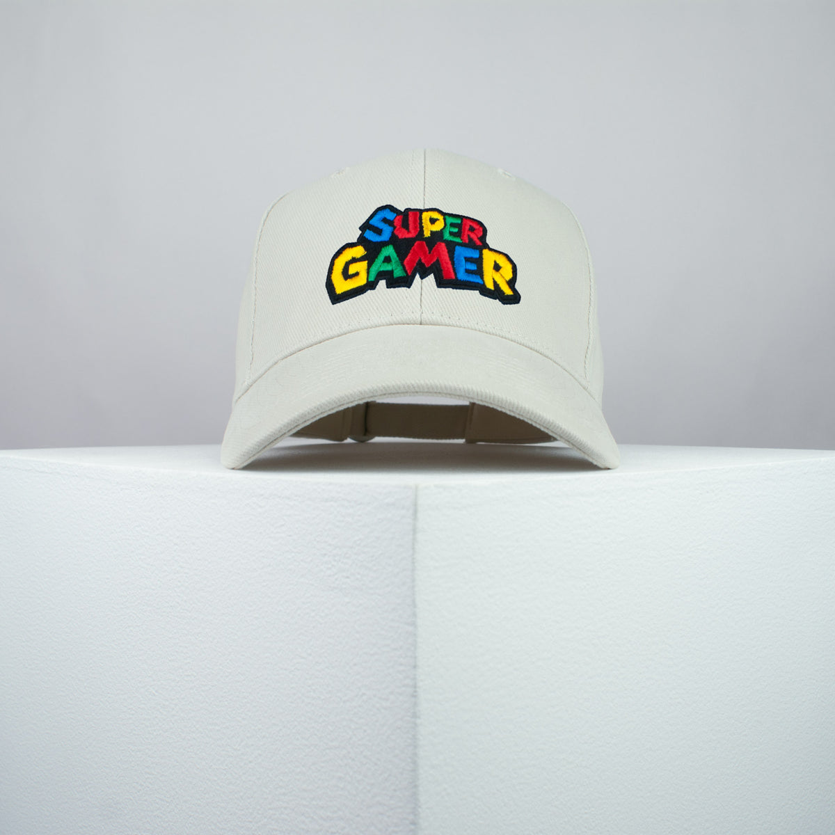 Super gamer / Mario embroidered baseball cap beige / SNES / nintendo / N64 / gameboy / gaming / gamer / super mario / embroidery / patch / dad / hat / cap / clothing // Hatty Hats / iron on patch / dad hat embroidered patch / badge / applique / embroidered / punk patches / trucker hat / snapback / caps / dad hats / baseball hat / mens hat / womens hat / embroidered hat / dad cap / embroidered cap